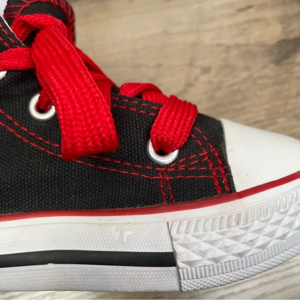 Kids sz 7 Toddler Black, White and Red Canvas Sneaker Bundle of 3 Everyday use - Picture 13 of 15